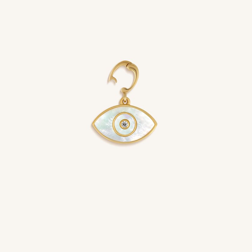 Vigilant Dreamer Evil Eye Mother of Pearl Engravable Charm