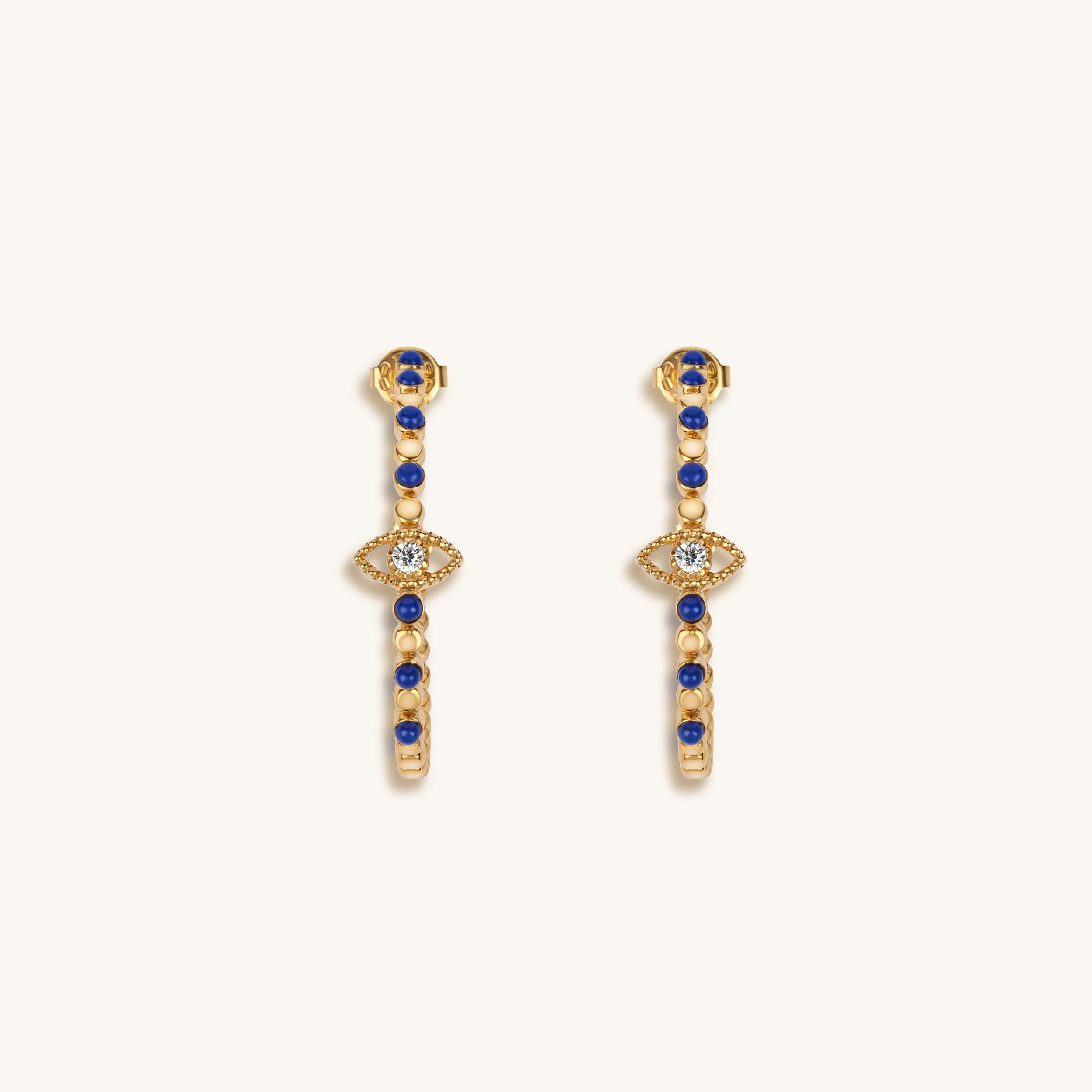 Truth Seeker - Evil Eye Lapis Hoop Earrings
