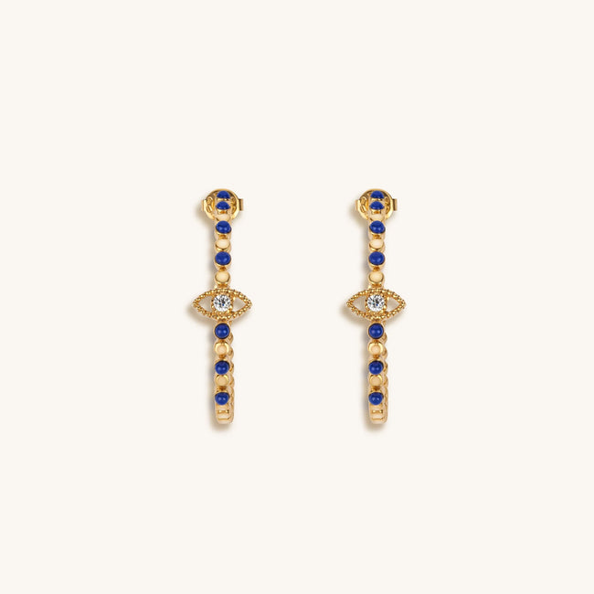 Truth Seeker - Evil Eye Lapis Hoop Earrings