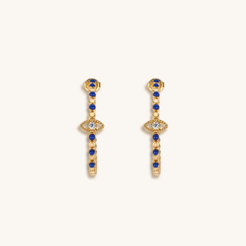 Truth Seeker - Evil Eye Lapis Hoop Earrings