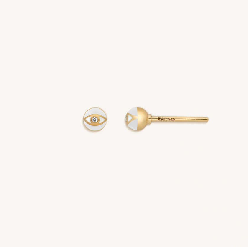 Bright Beginnings White Evil Eye Earrings