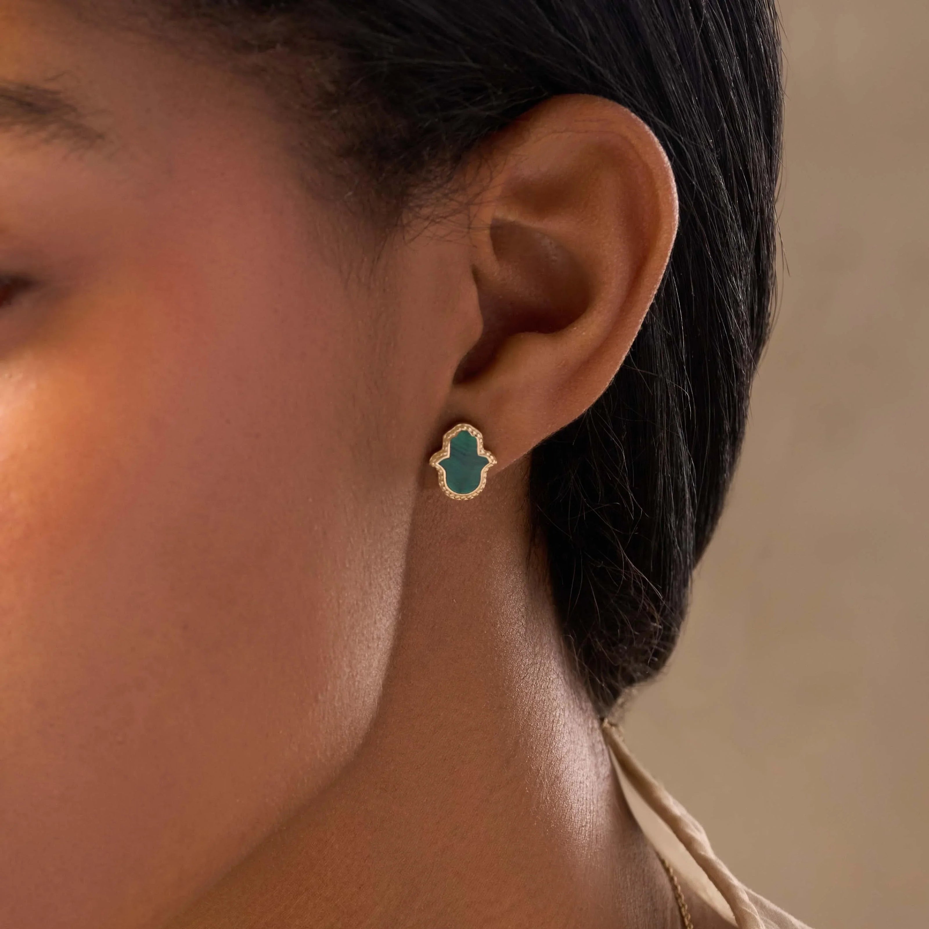 Humble Bliss Hamsa Malachite Earrings