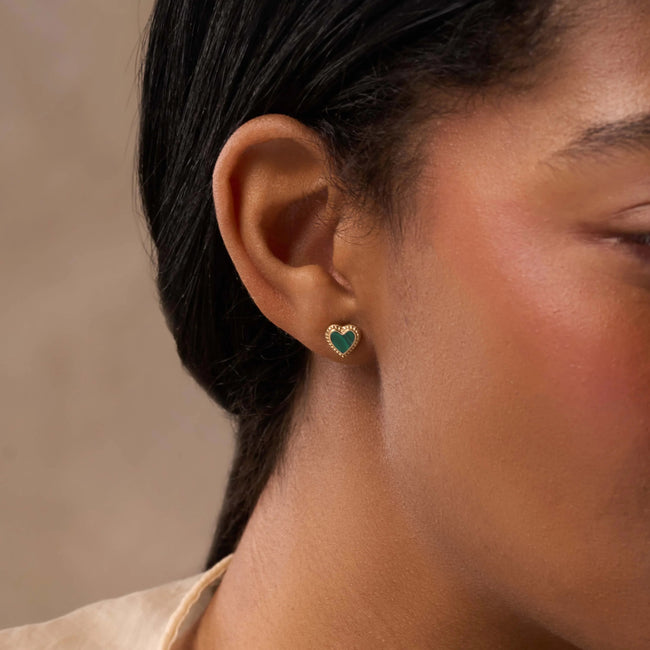 Spiritual Abundance Malachite Heart Earrings