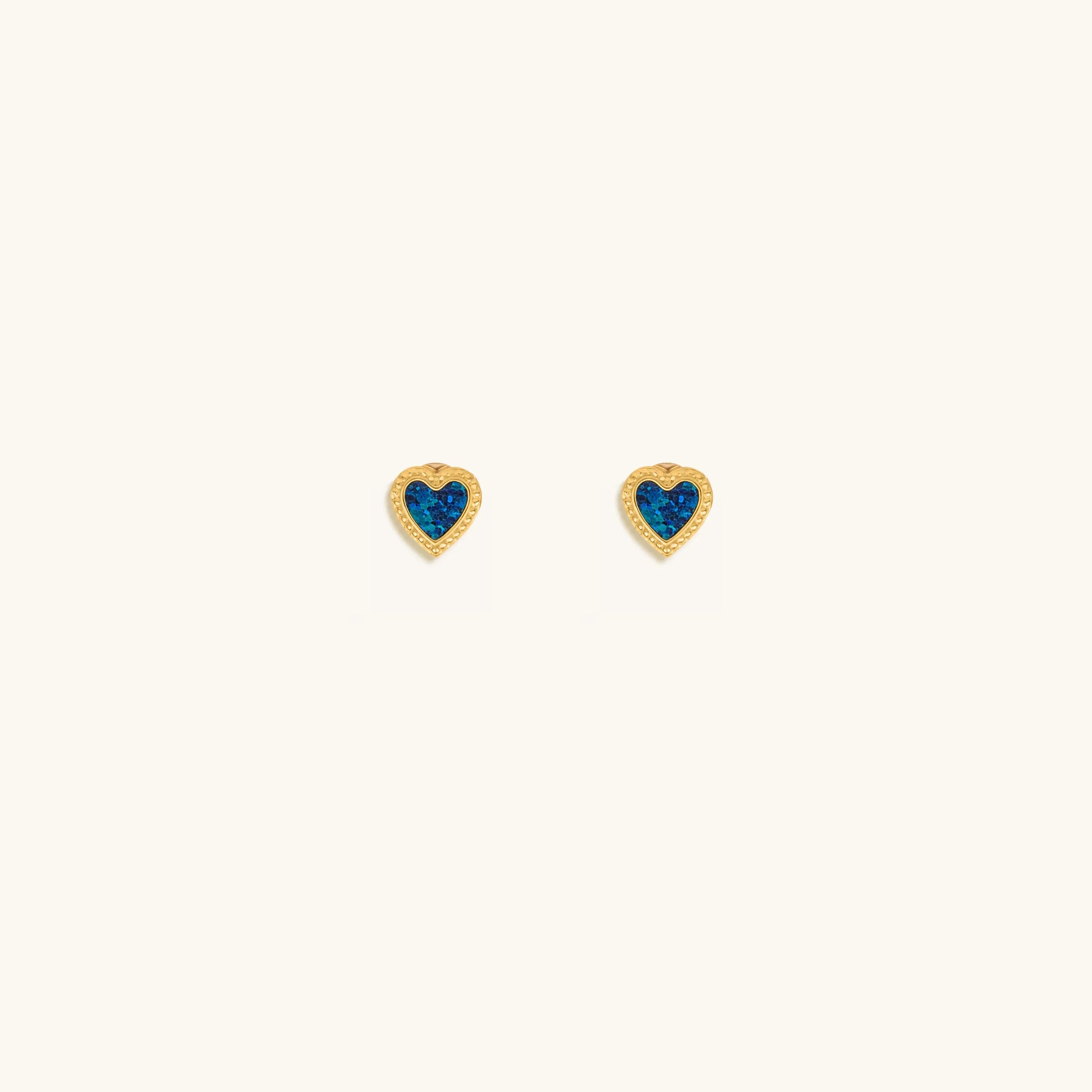 Loving Vibes Lab Blue Opal Heart Earrings