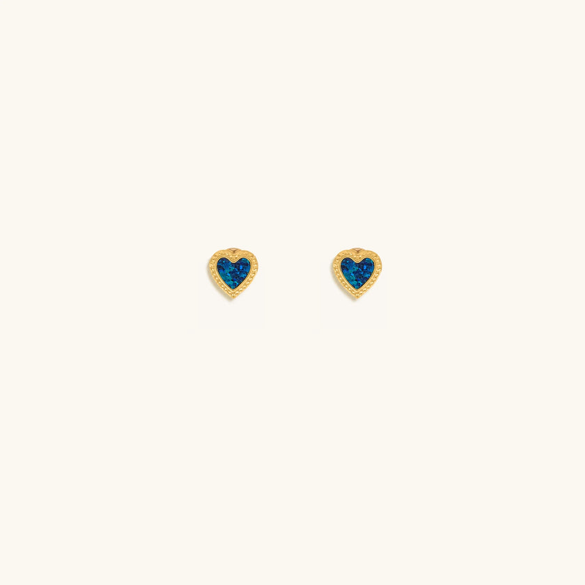 Loving Vibes Lab Blue Opal Heart Earrings
