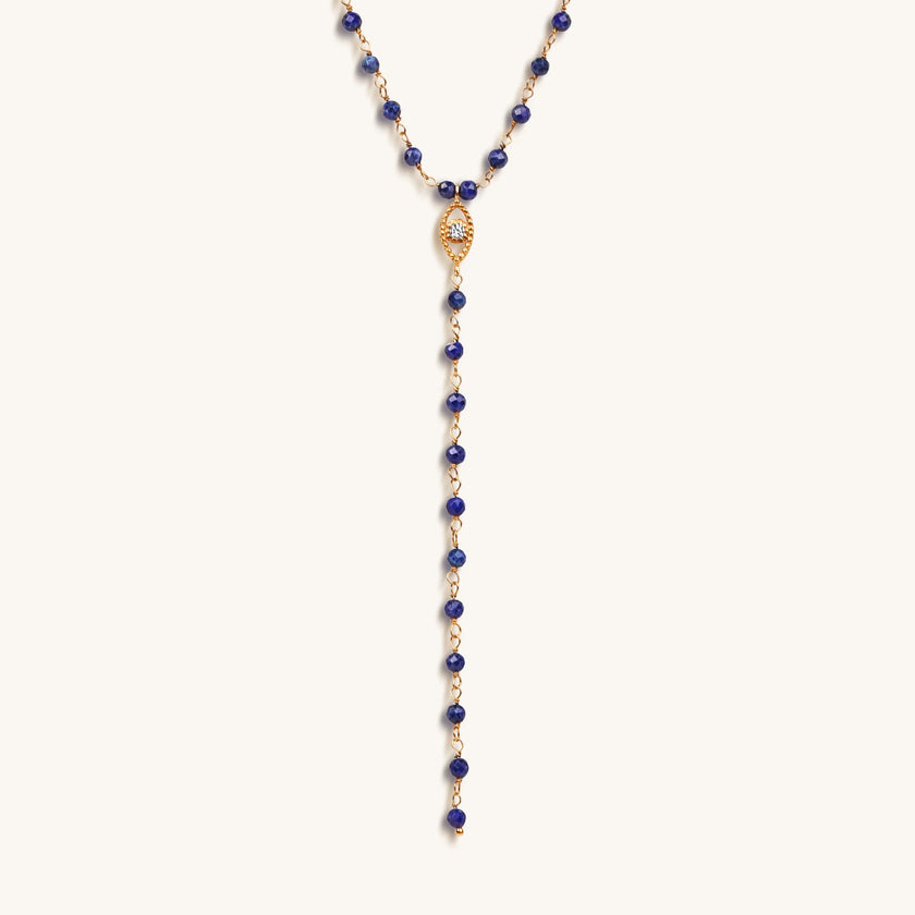 Whisper of Truth - Evil Eye Lapis Lazuli Rosary Necklace