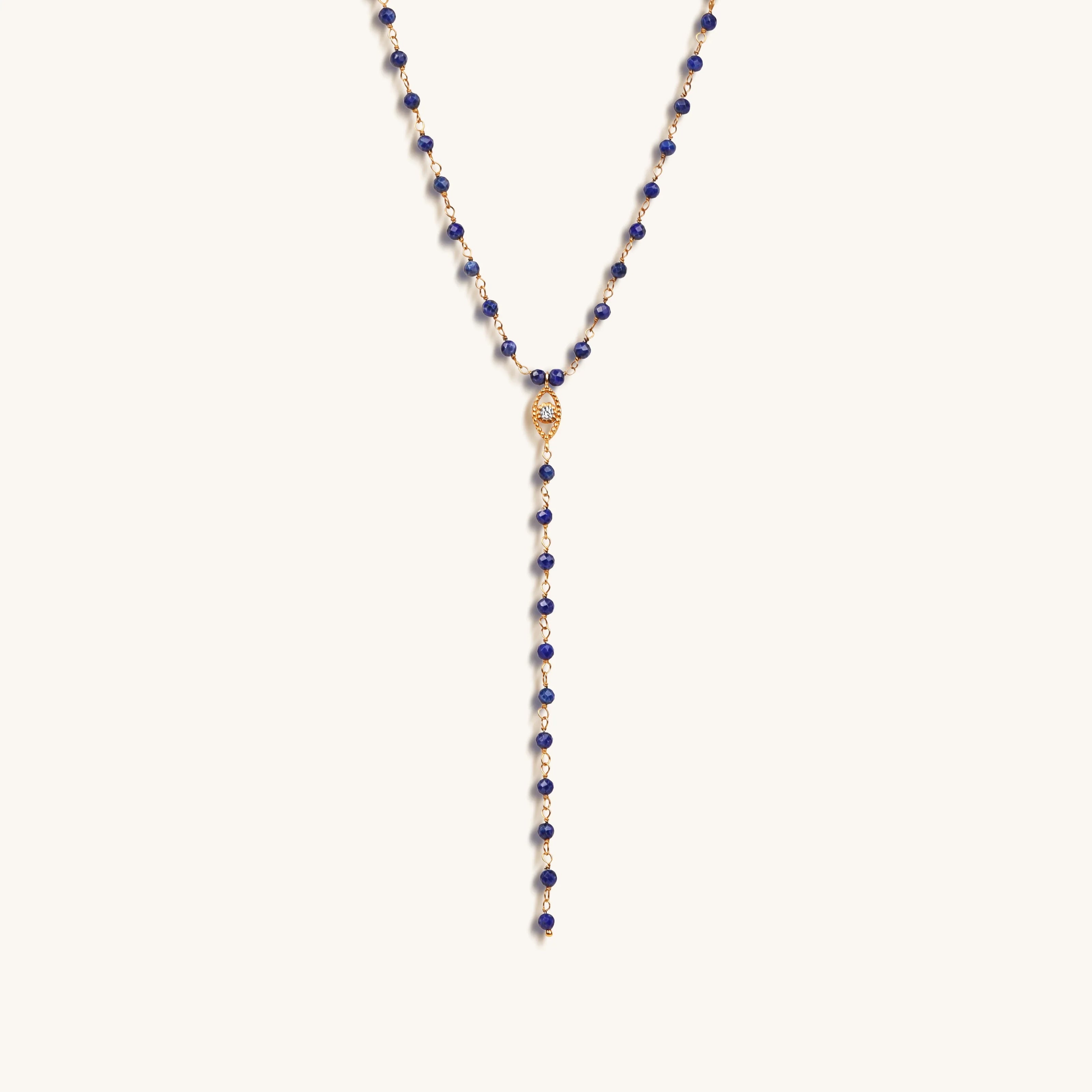 Whisper of Truth - Evil Eye Lapis Lazuli Rosary Necklace