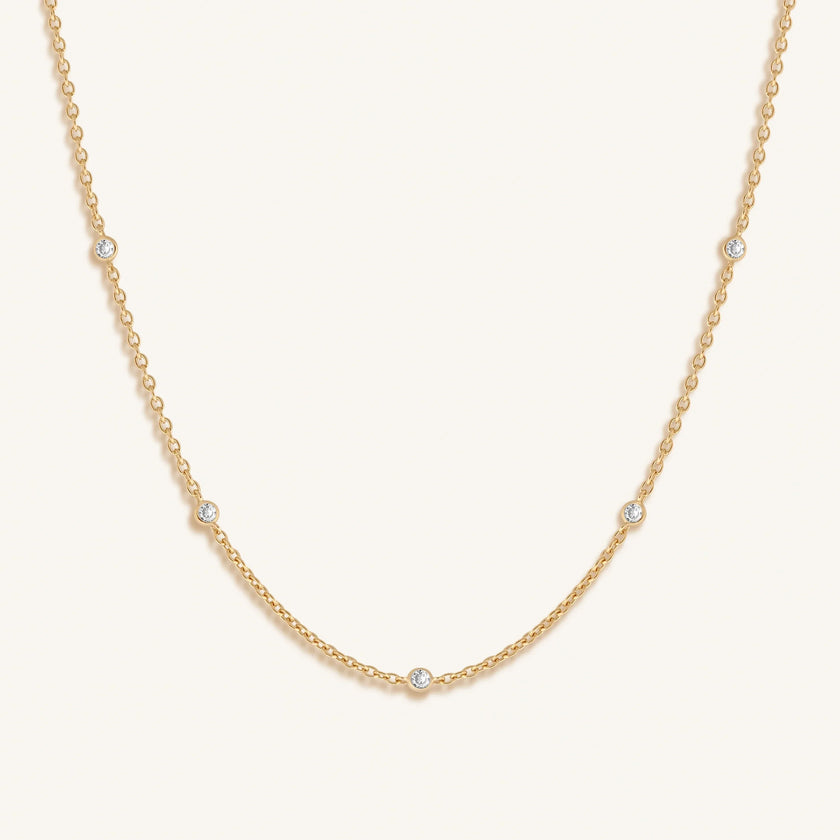 Starry Skies CZ Crystal Gold Necklace