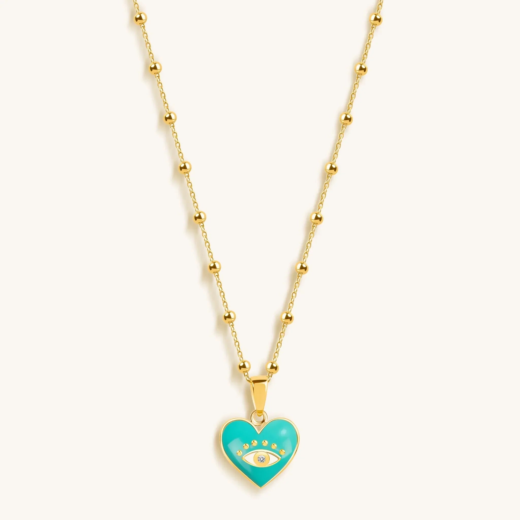 Sincere Love - Evil Eye Diamond Heart Charm Necklace