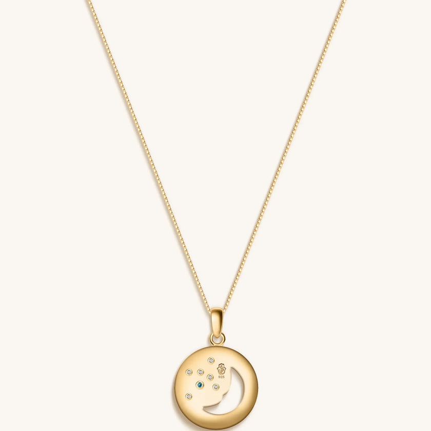 Celestial Impression - White Enamel Moon & Stars Necklace
