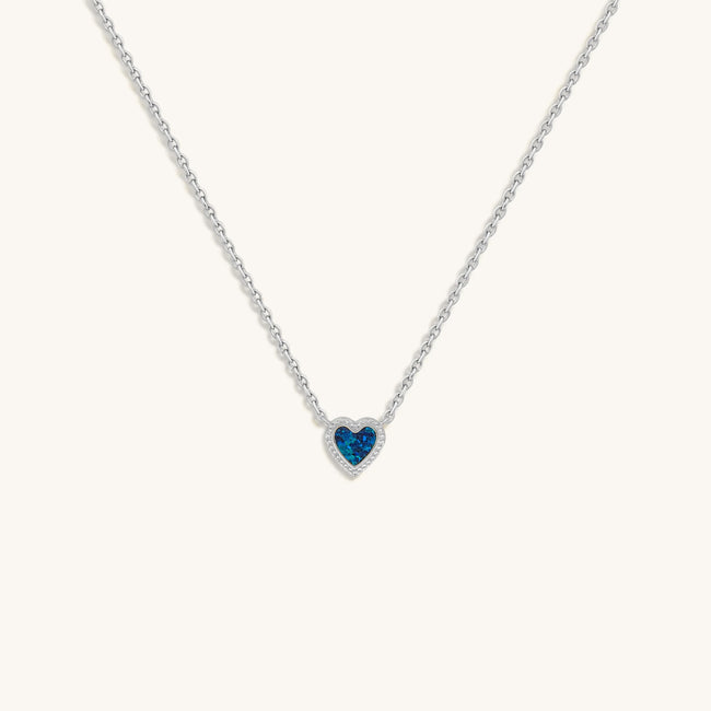 Calming Energy Lab Blue Opal Heart Silver Necklace