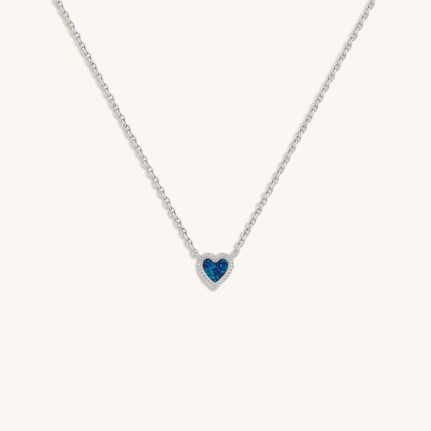 Calming Energy Lab Blue Opal Heart Silver Necklace