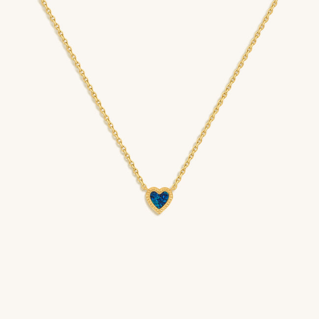 Confident Soul Lab Blue Opal Heart Gold Necklace