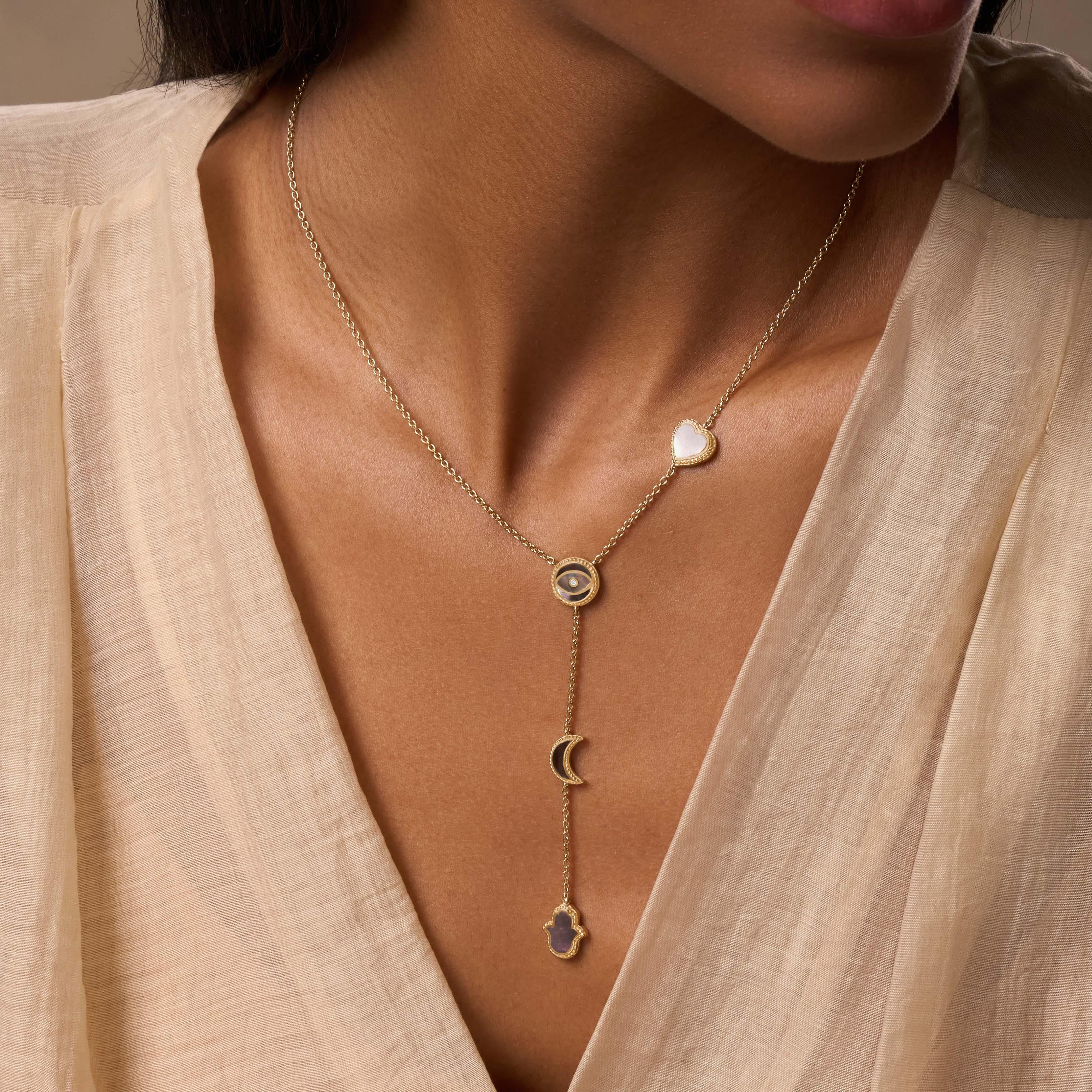 Patient Mind Multi-Symbol Mother of Pearl Necklace