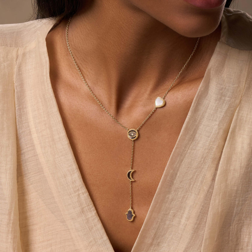 Patient Mind Multi-Symbol Mother of Pearl Necklace