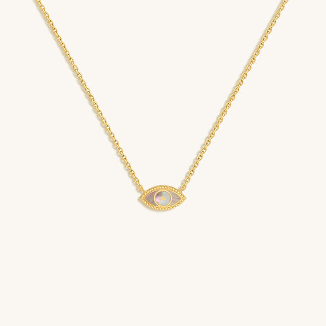Glowing Energy Evil Eye Mother of Pearl Necklace