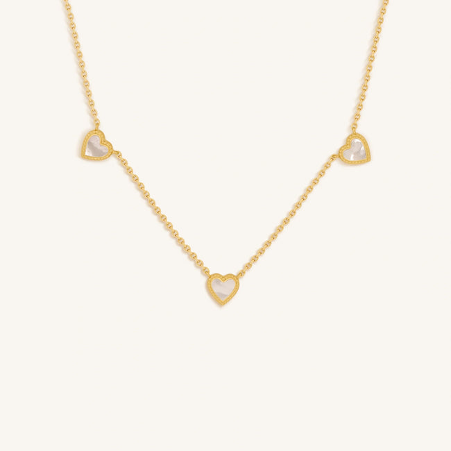 Abundant Solace Mother of Pearl Heart Gold Necklace