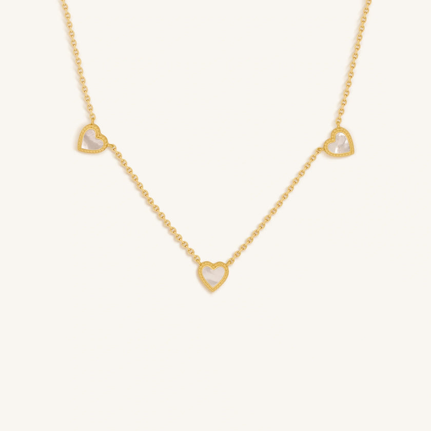 Abundant Solace Mother of Pearl Heart Gold Necklace