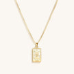 Reliable Determination - White Enamel Virgo Card Necklace