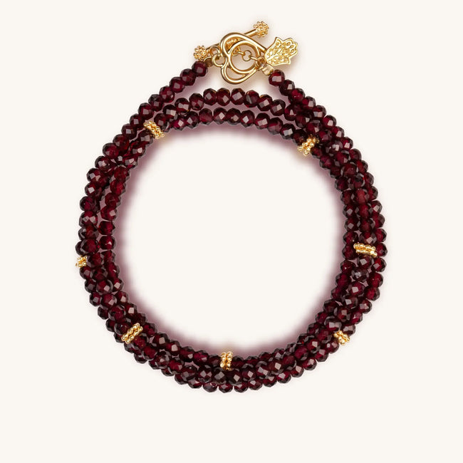 Spirit of Love Garnet Stone Wrap Bracelet