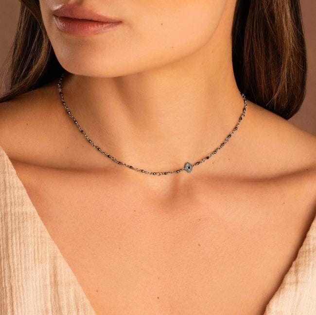 Harmony Guardian - Hematite Evil Eye Necklace