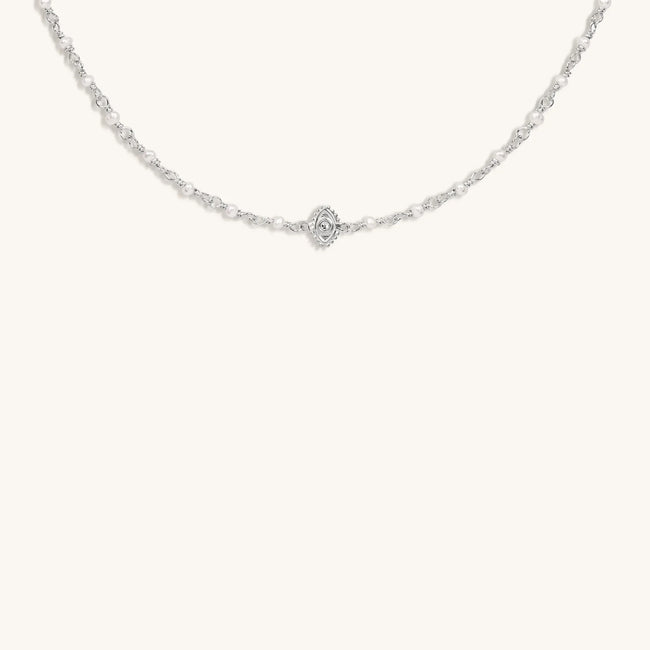 Lustrous Guardian Evil Eye Pearl Necklace