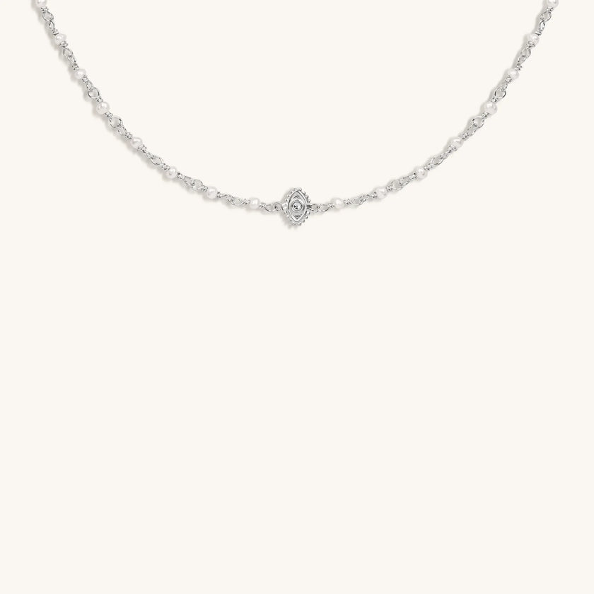 Lustrous Guardian Evil Eye Pearl Necklace