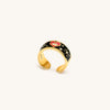 Spiritual Delight - Heart Black Enamel Diamond Ring