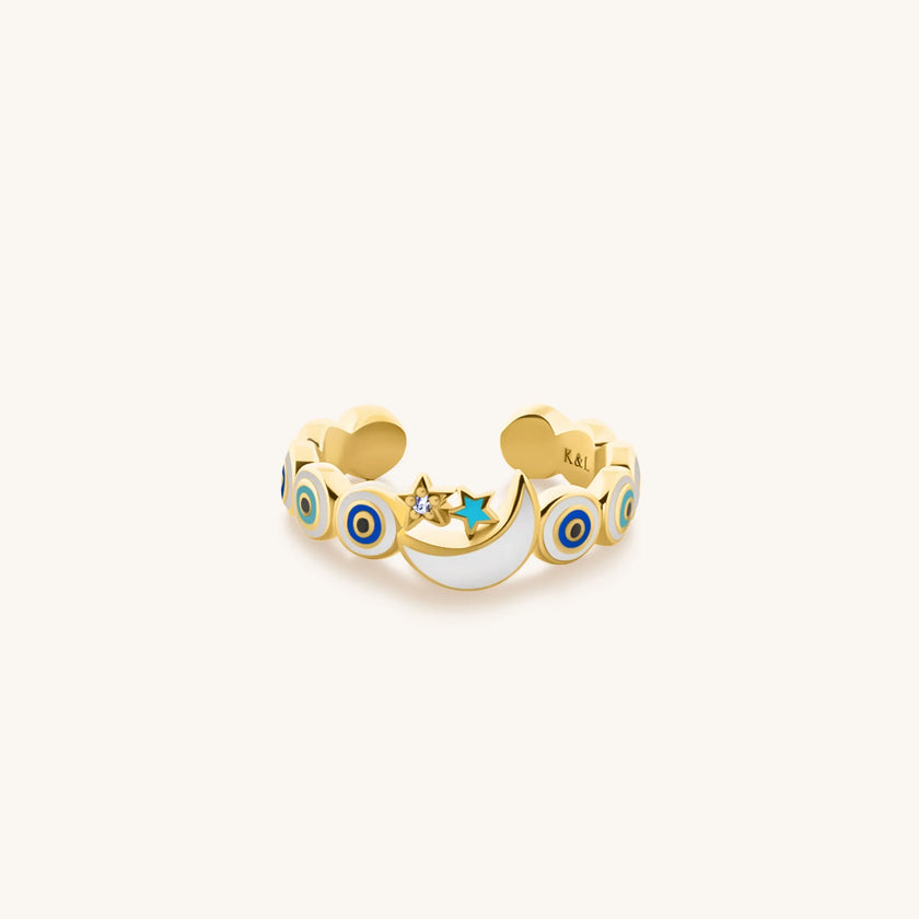 Sparkling Protection - Moon & Star Ring