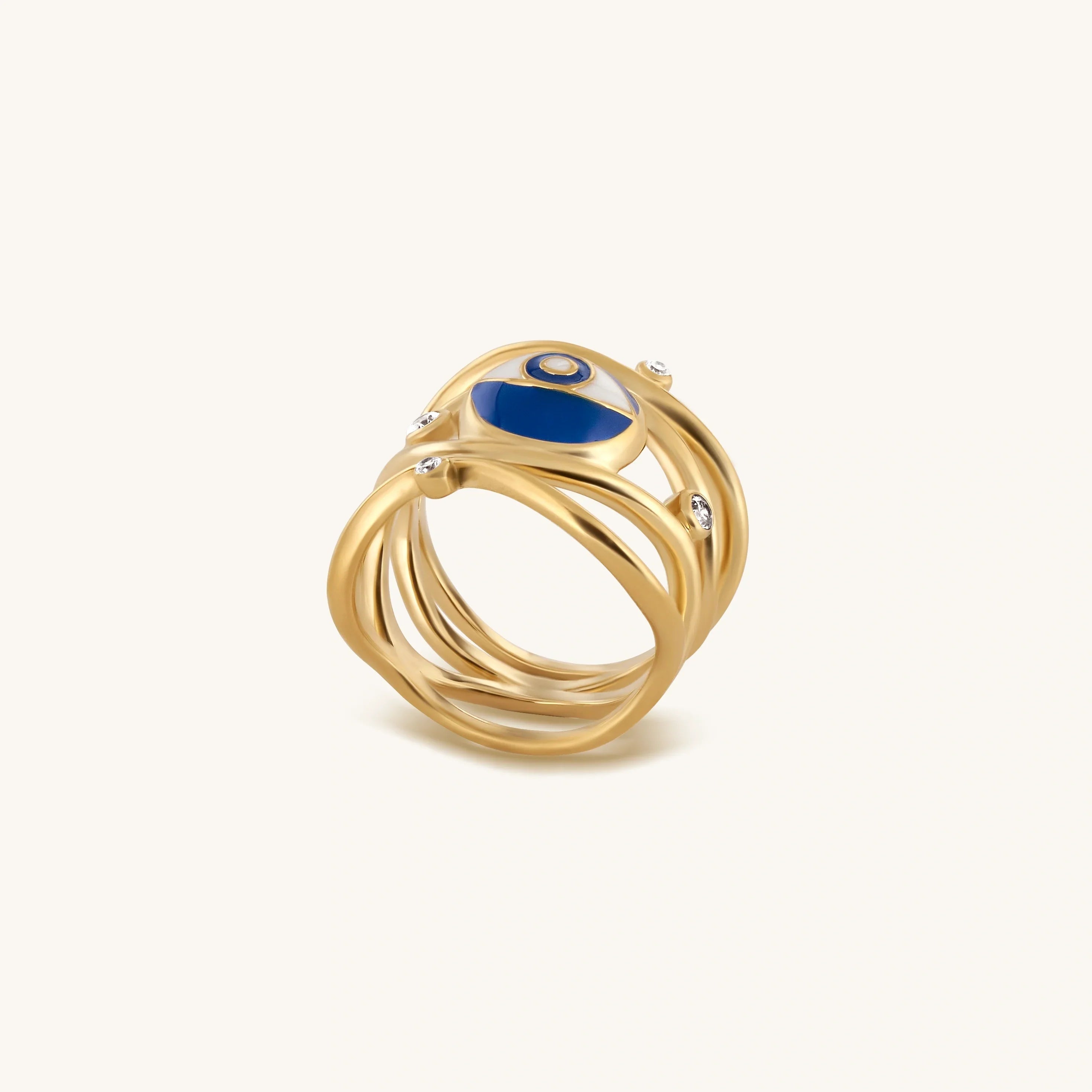 Guarded Serenity Gold Evil Eye Ring