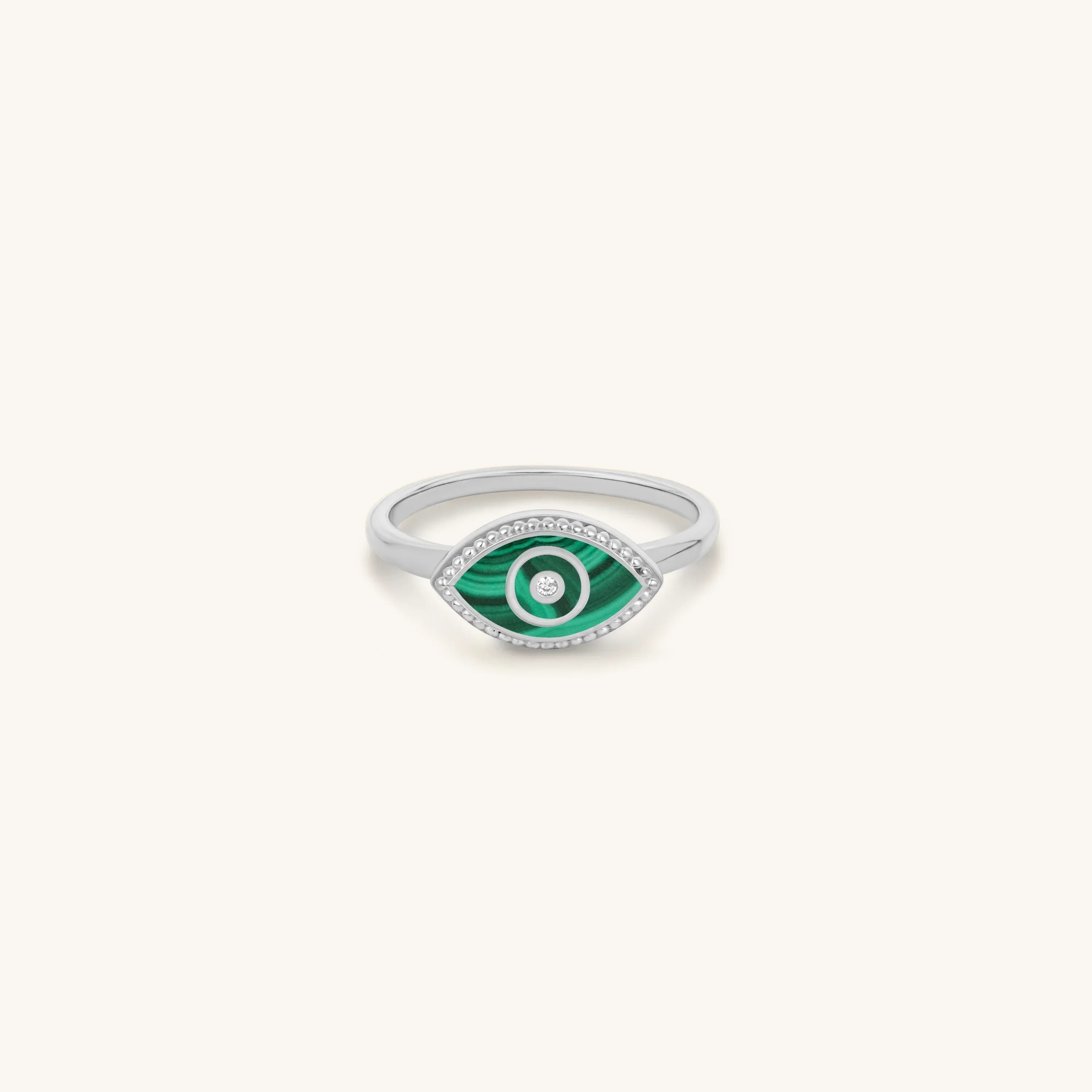 Clear Ambitions Malachite Evil Eye Ring