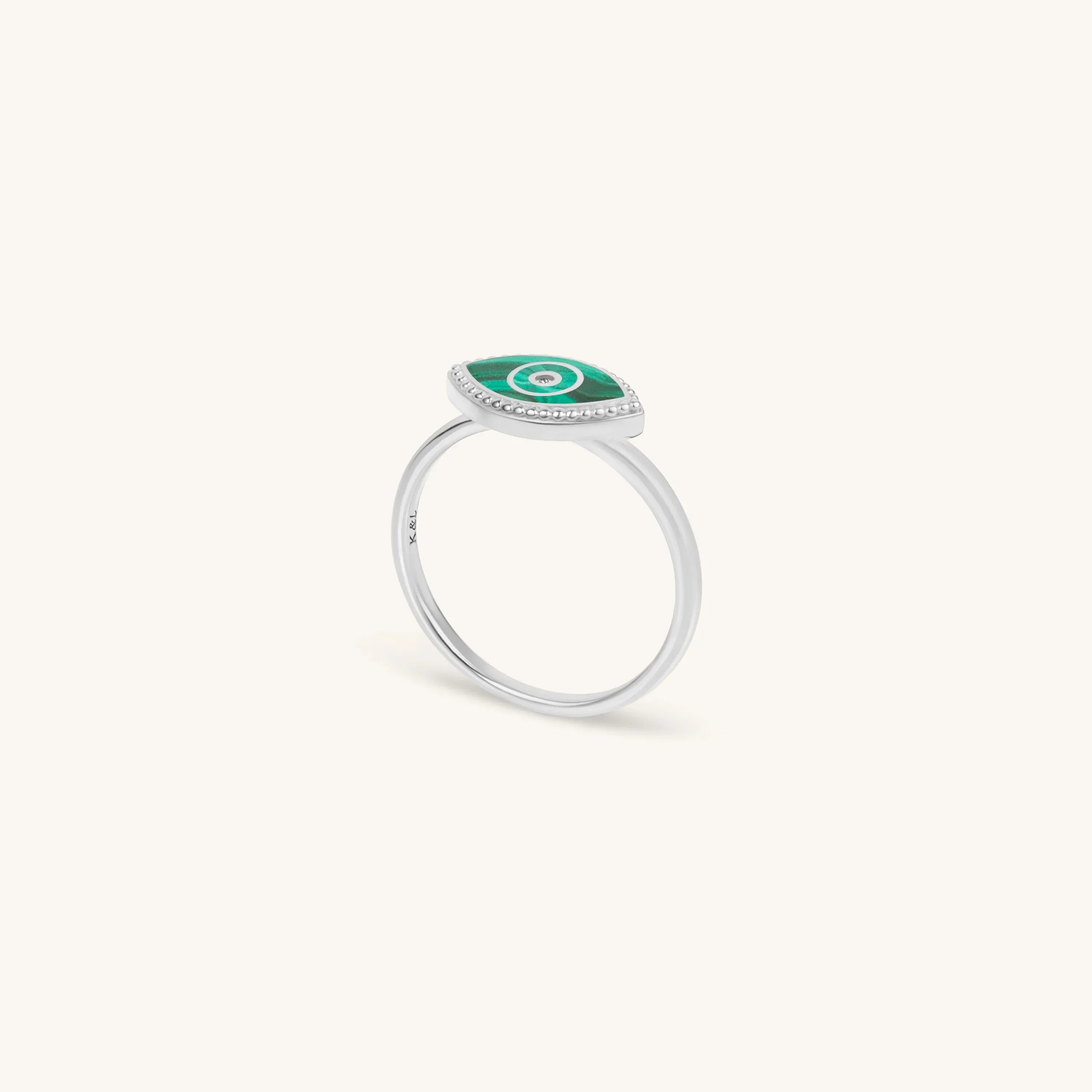 Clear Ambitions Malachite Evil Eye Ring