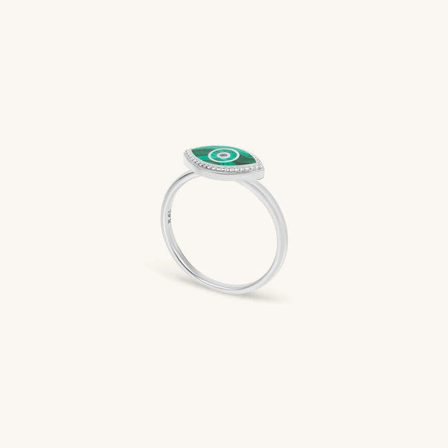 Clear Ambitions Malachite Evil Eye Ring