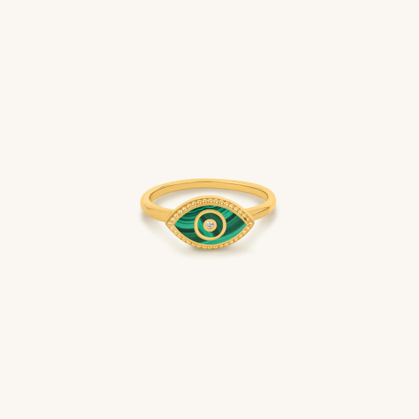 Kaleidoscope Soul Evil Eye Malachite Gold Ring