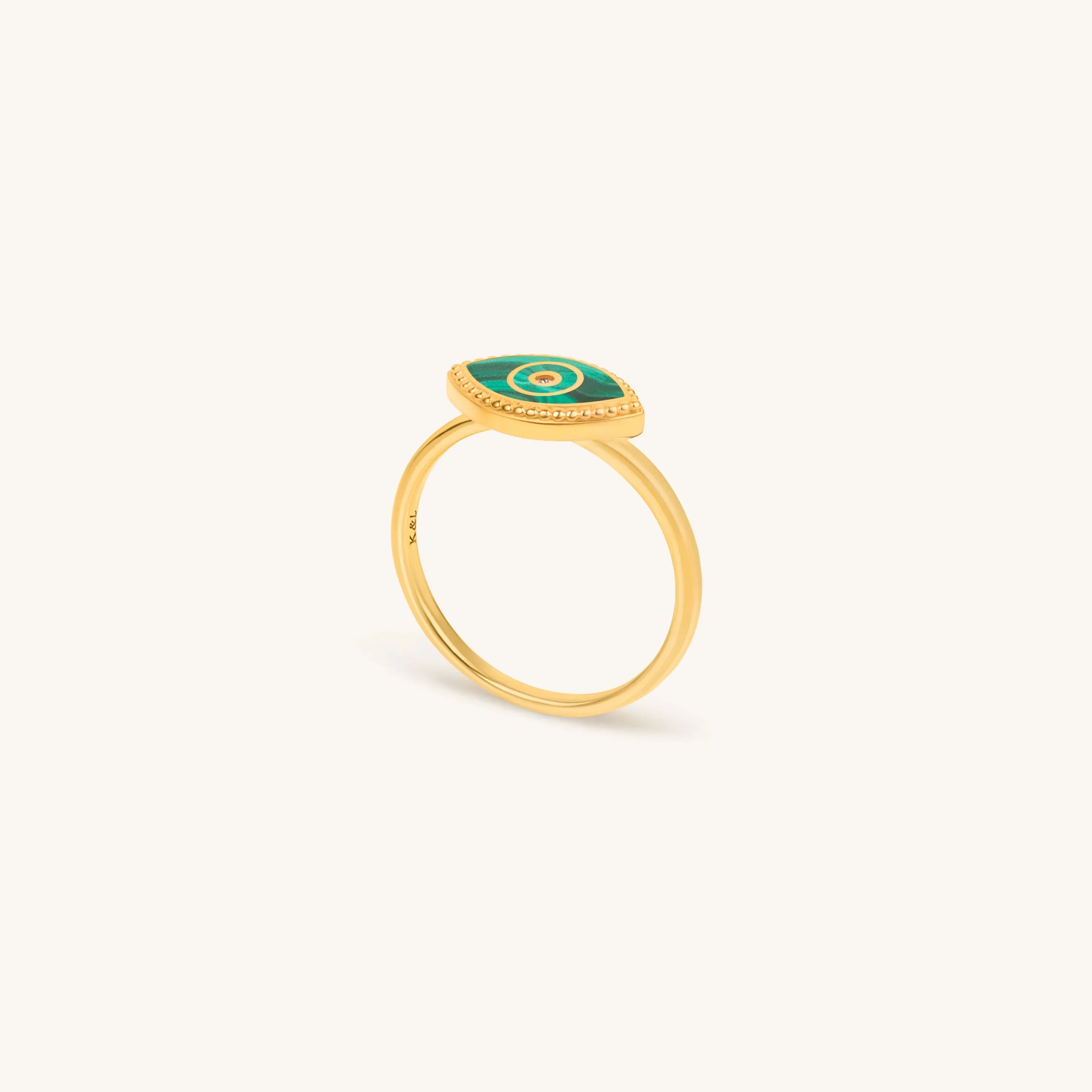 Kaleidoscope Soul Evil Eye Malachite Gold Ring