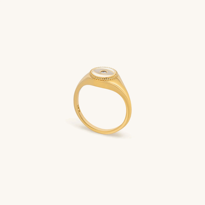 Success Enhancer Evil Eye Mother of Pearl Ring