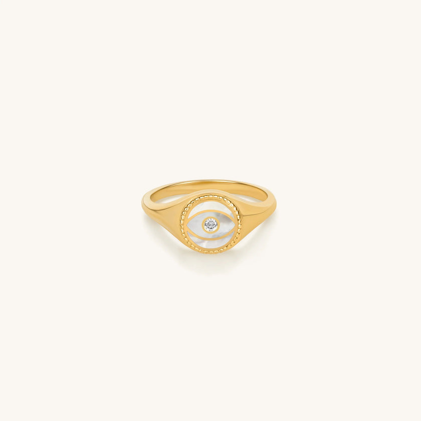 Success Enhancer Evil Eye Mother of Pearl Ring