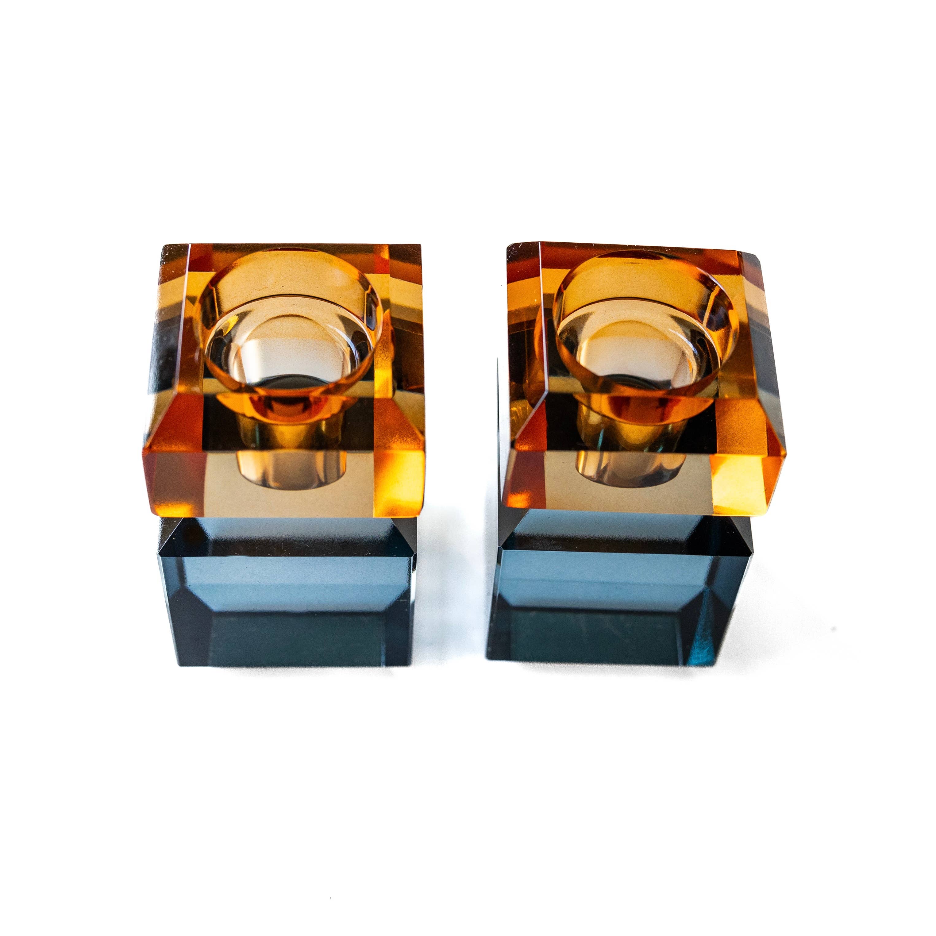 Pair of 3” Two Tone Candleholders