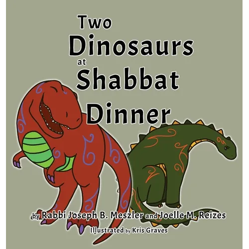 Two Dinosaurs at Shabbat Dinner