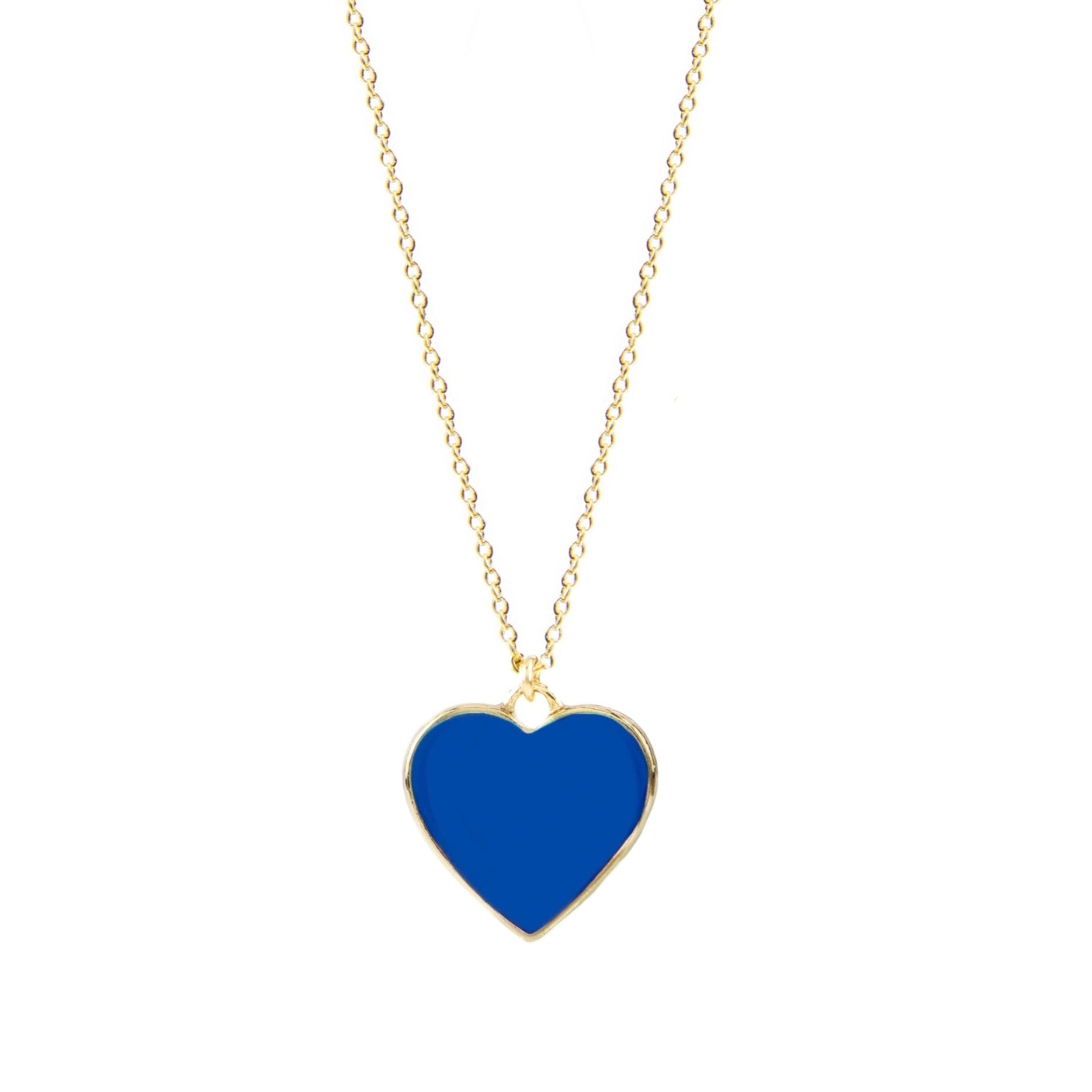 Blue Enamel Heart Necklace