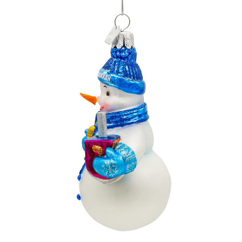 Noble Gems Glass Hanukkah Snowman Ornament