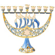 Matashi Hand-Painted Enamel Menorah Candelabra