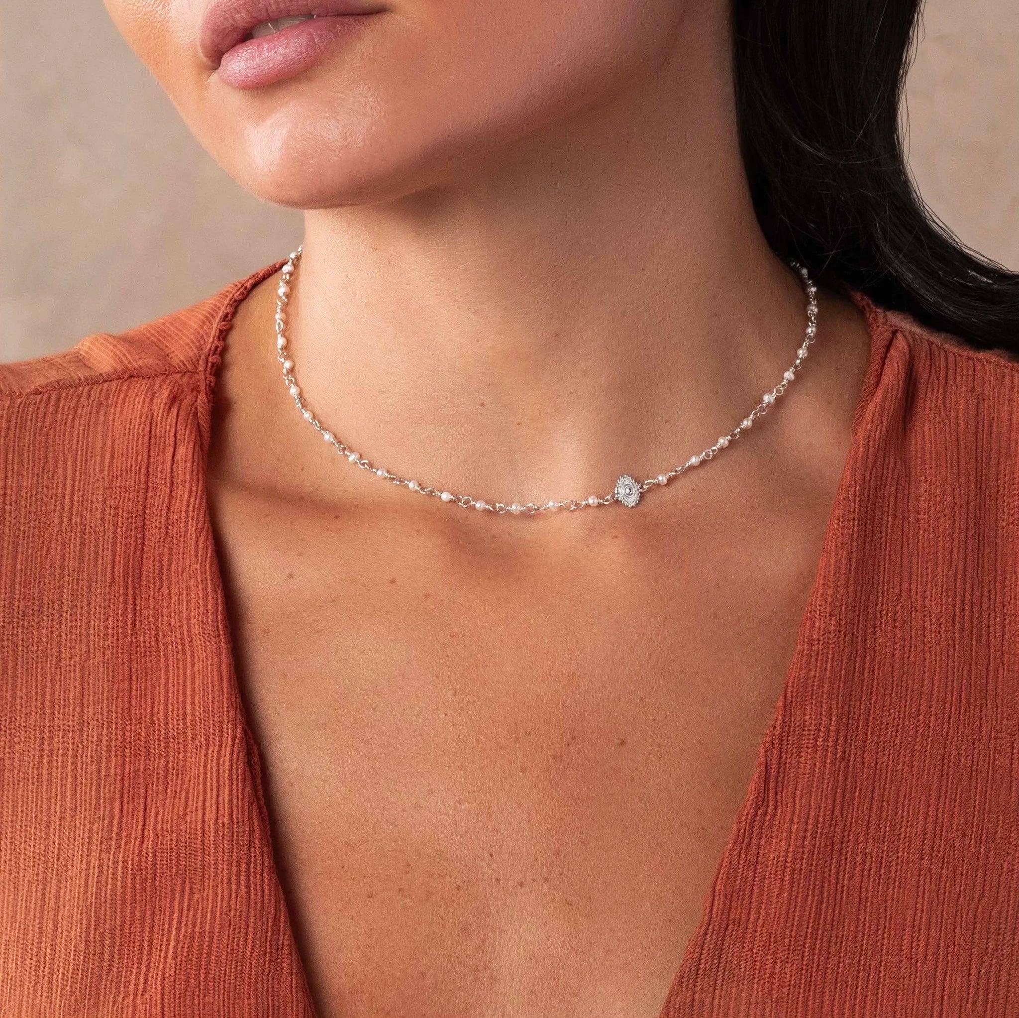 Lustrous Guardian Evil Eye Pearl Necklace