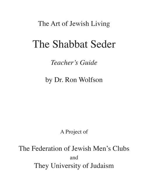 Shabbat Seder Teacher's Guide - Paperback