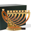Matashi Hand-Painted Enamel Red Menorah Candelabra
