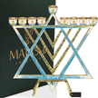 Matashi Hand Painted Blue Enamel Menorah