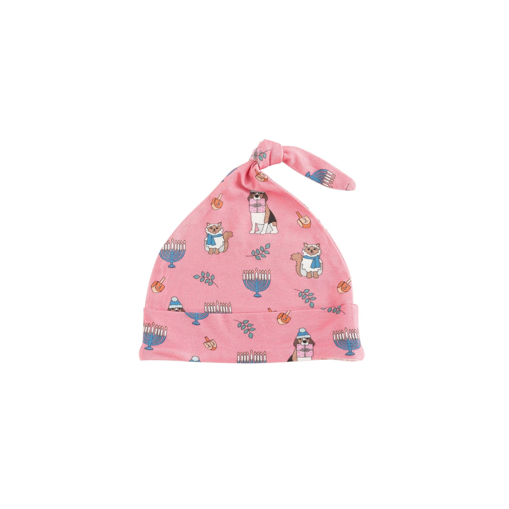 Hanukkah Pets Knotted Hat - Pink
