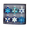 Jewish Stars With Glitter Glass Ornaments - 6 Piece Box Set