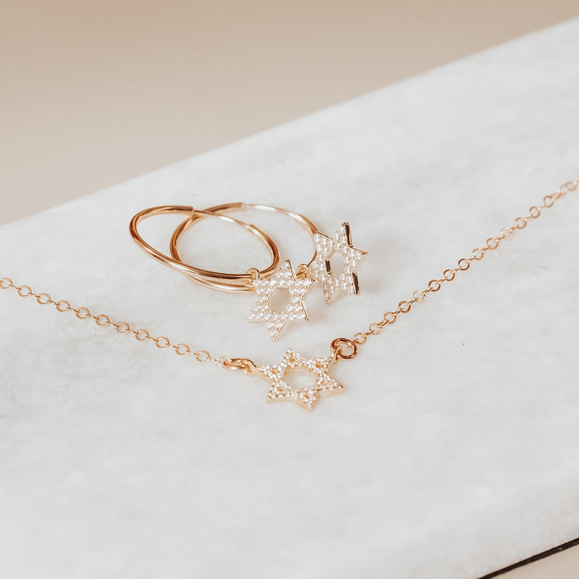 Star of David Crystal Hoop Earrings