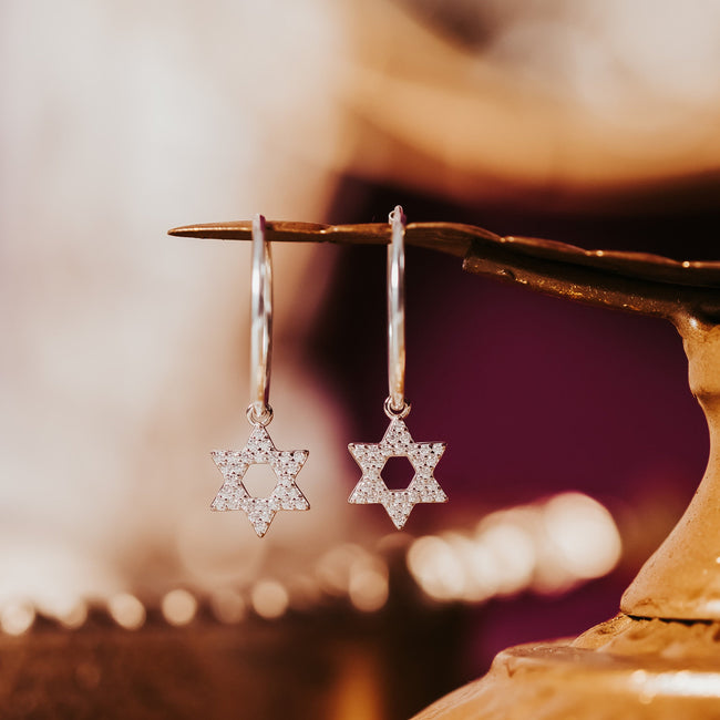 Star of David Crystal Hoop Earrings